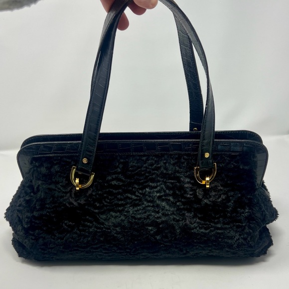 Kate Spade Vintage Lamb's Wool Black Bag With Leather Handles - Picture 4 of 16